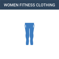 two colored Women Fitness Clothing concept vector icon. 2 color Women Fitness Clothing vector illustration. isolated blue and orange eps icon on white background.