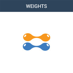 two colored Weights concept vector icon. 2 color Weights vector illustration. isolated blue and orange eps icon on white background.