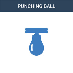 two colored Punching ball concept vector icon. 2 color Punching ball vector illustration. isolated blue and orange eps icon on white background.