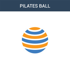 two colored Pilates ball concept vector icon. 2 color Pilates ball vector illustration. isolated blue and orange eps icon on white background.