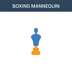 two colored Boxing Mannequin concept vector icon. 2 color Boxing Mannequin vector illustration. isolated blue and orange eps icon on white background.