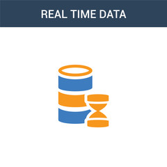 two colored real time data concept vector icon. 2 color real time data vector illustration. isolated blue and orange eps icon on white background.
