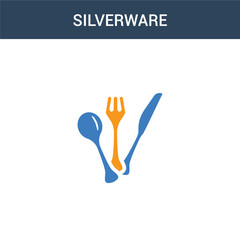 two colored Silverware concept vector icon. 2 color Silverware vector illustration. isolated blue and orange eps icon on white background.