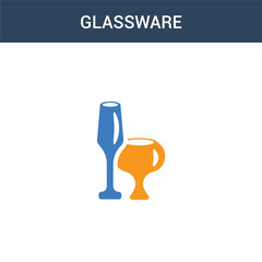 two colored Glassware concept vector icon. 2 color Glassware vector illustration. isolated blue and orange eps icon on white background.