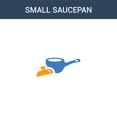 two colored small saucepan concept vector icon. 2 color small saucepan vector illustration. isolated blue and orange eps icon on white background.