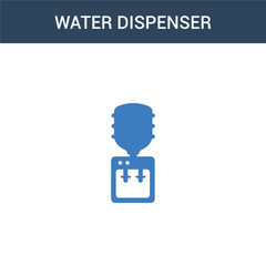 two colored Water dispenser concept vector icon. 2 color Water dispenser vector illustration. isolated blue and orange eps icon on white background.