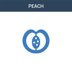 two colored Peach concept vector icon. 2 color Peach vector illustration. isolated blue and orange eps icon on white background.