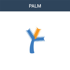 two colored Palm concept vector icon. 2 color Palm vector illustration. isolated blue and orange eps icon on white background.