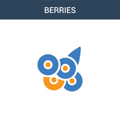 two colored berries concept vector icon. 2 color berries vector illustration. isolated blue and orange eps icon on white background.