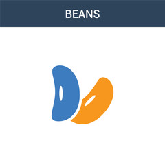 two colored Beans concept vector icon. 2 color Beans vector illustration. isolated blue and orange eps icon on white background.