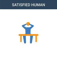 two colored satisfied human concept vector icon. 2 color satisfied human vector illustration. isolated blue and orange eps icon on white background.