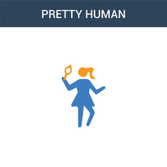 two colored pretty human concept vector icon. 2 color pretty human vector illustration. isolated blue and orange eps icon on white background.