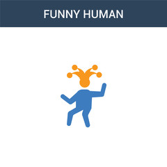 two colored funny human concept vector icon. 2 color funny human vector illustration. isolated blue and orange eps icon on white background.