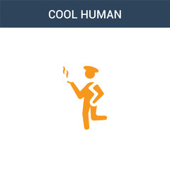 Fototapeta na wymiar two colored cool human concept vector icon. 2 color cool human vector illustration. isolated blue and orange eps icon on white background.