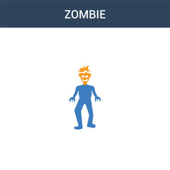 two colored Zombie concept vector icon. 2 color Zombie vector illustration. isolated blue and orange eps icon on white background.