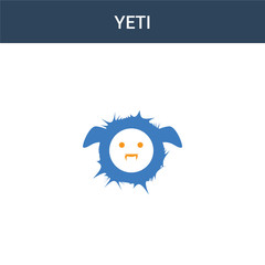 two colored Yeti concept vector icon. 2 color Yeti vector illustration. isolated blue and orange eps icon on white background.