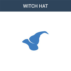 two colored Witch hat concept vector icon. 2 color Witch hat vector illustration. isolated blue and orange eps icon on white background.