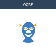 two colored ogre concept vector icon. 2 color ogre vector illustration. isolated blue and orange eps icon on white background.