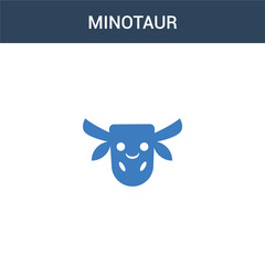 two colored Minotaur concept vector icon. 2 color Minotaur vector illustration. isolated blue and orange eps icon on white background.
