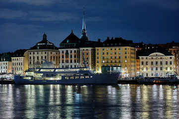 Fototapeta na wymiar Old town in Stockholm in the evening 