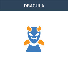 two colored Dracula concept vector icon. 2 color Dracula vector illustration. isolated blue and orange eps icon on white background.