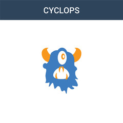 two colored Cyclops concept vector icon. 2 color Cyclops vector illustration. isolated blue and orange eps icon on white background.