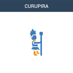 two colored Curupira concept vector icon. 2 color Curupira vector illustration. isolated blue and orange eps icon on white background.