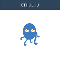 two colored Cthulhu concept vector icon. 2 color Cthulhu vector illustration. isolated blue and orange eps icon on white background.