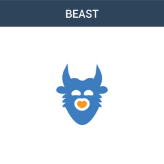 two colored beast concept vector icon. 2 color beast vector illustration. isolated blue and orange eps icon on white background.