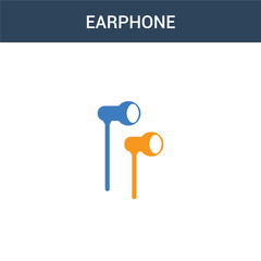 two colored Earphone concept vector icon. 2 color Earphone vector illustration. isolated blue and orange eps icon on white background.
