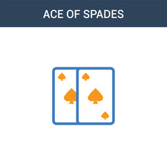 two colored Ace of spades concept vector icon. 2 color Ace of spades vector illustration. isolated blue and orange eps icon on white background.