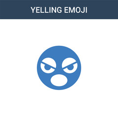two colored Yelling emoji concept vector icon. 2 color Yelling emoji vector illustration. isolated blue and orange eps icon on white background.