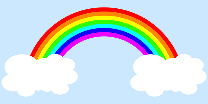 Rainbow in flat style. Colorful trendy icon of rainbow . Vector illustration. Rainbow in the clouds