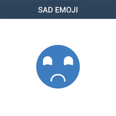 two colored Sad emoji concept vector icon. 2 color Sad emoji vector illustration. isolated blue and orange eps icon on white background.