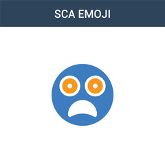 Naklejka premium two colored Sca emoji concept vector icon. 2 color Sca emoji vector illustration. isolated blue and orange eps icon on white background.