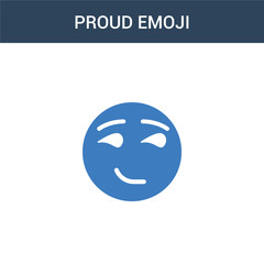 two colored Proud emoji concept vector icon. 2 color Proud emoji vector illustration. isolated blue and orange eps icon on white background.