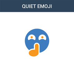 two colored Quiet emoji concept vector icon. 2 color Quiet emoji vector illustration. isolated blue and orange eps icon on white background.