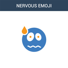 two colored Nervous emoji concept vector icon. 2 color Nervous emoji vector illustration. isolated blue and orange eps icon on white background.