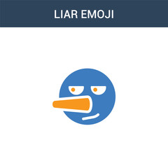 two colored Liar emoji concept vector icon. 2 color Liar emoji vector illustration. isolated blue and orange eps icon on white background.