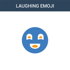 two colored Laughing emoji concept vector icon. 2 color Laughing emoji vector illustration. isolated blue and orange eps icon on white background.