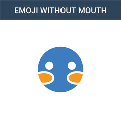two colored Emoji Without Mouth concept vector icon. 2 color Emoji Without Mouth vector illustration. isolated blue and orange eps icon on white background.