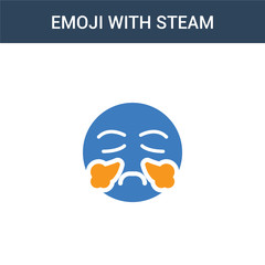 two colored Emoji With Steam From Nose concept vector icon. 2 color Emoji With Steam From Nose vector illustration. isolated blue and orange eps icon on white background.
