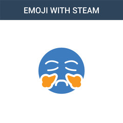 two colored Emoji With Steam From Nose concept vector icon. 2 color Emoji With Steam From Nose vector illustration. isolated blue and orange eps icon on white background.