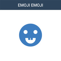 two colored Emoji emoji concept vector icon. 2 color Emoji emoji vector illustration. isolated blue and orange eps icon on white background.