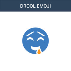 two colored Drool emoji concept vector icon. 2 color Drool emoji vector illustration. isolated blue and orange eps icon on white background.