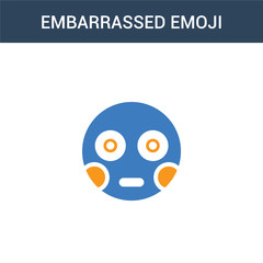 two colored Embarrassed emoji concept vector icon. 2 color Embarrassed emoji vector illustration. isolated blue and orange eps icon on white background.