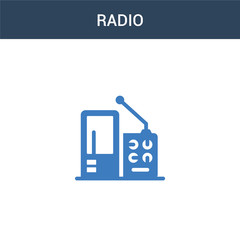 two colored Radio concept vector icon. 2 color Radio vector illustration. isolated blue and orange eps icon on white background.