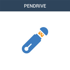 two colored Pendrive concept vector icon. 2 color Pendrive vector illustration. isolated blue and orange eps icon on white background.