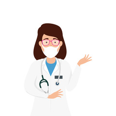 Fototapeta premium doctor female with face mask isolated icon vector illustration design