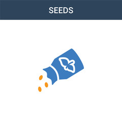 two colored Seeds concept vector icon. 2 color Seeds vector illustration. isolated blue and orange eps icon on white background.